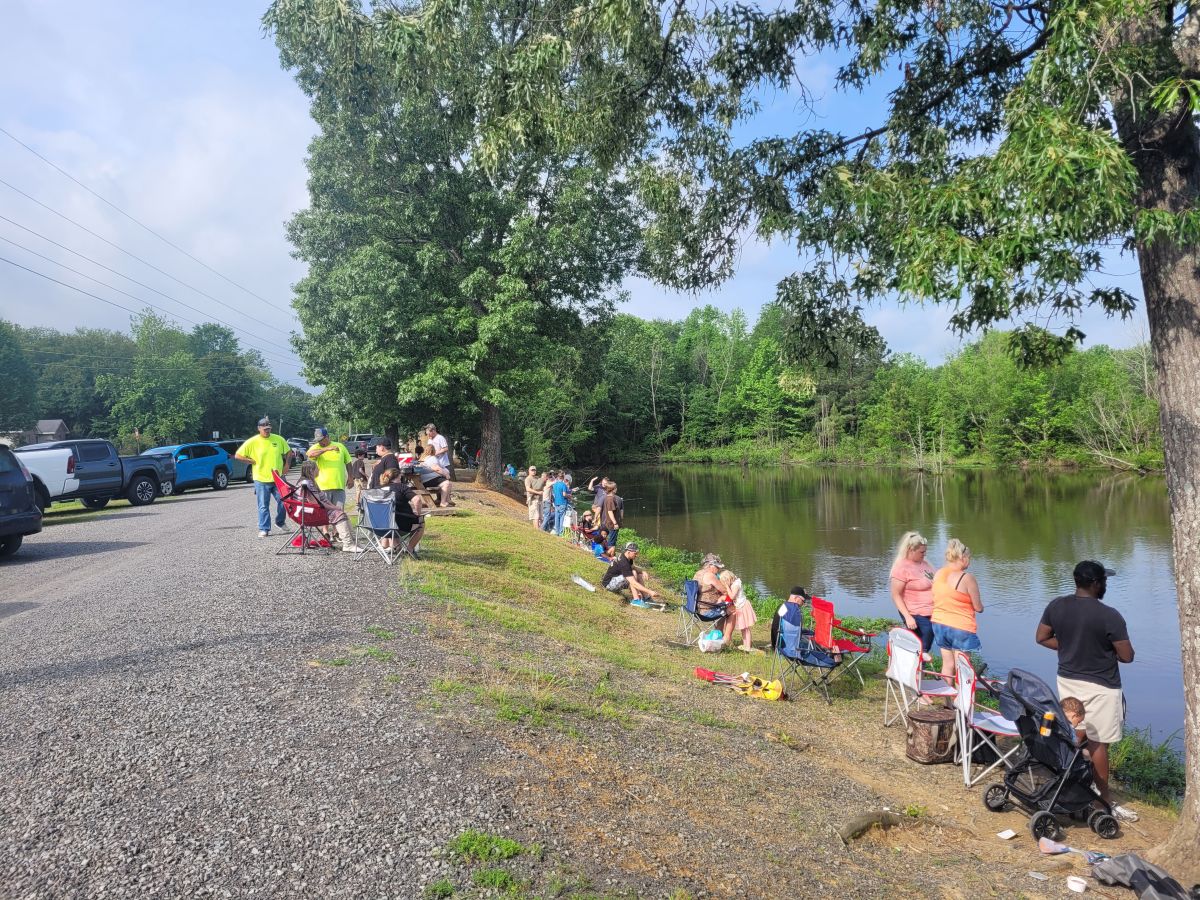 Crowd fishing at the 20th Annual Fishing Derby