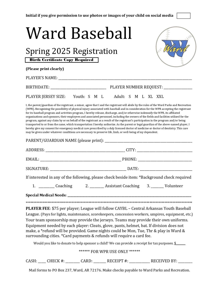 Baseball Registration Spring 2025 page 1