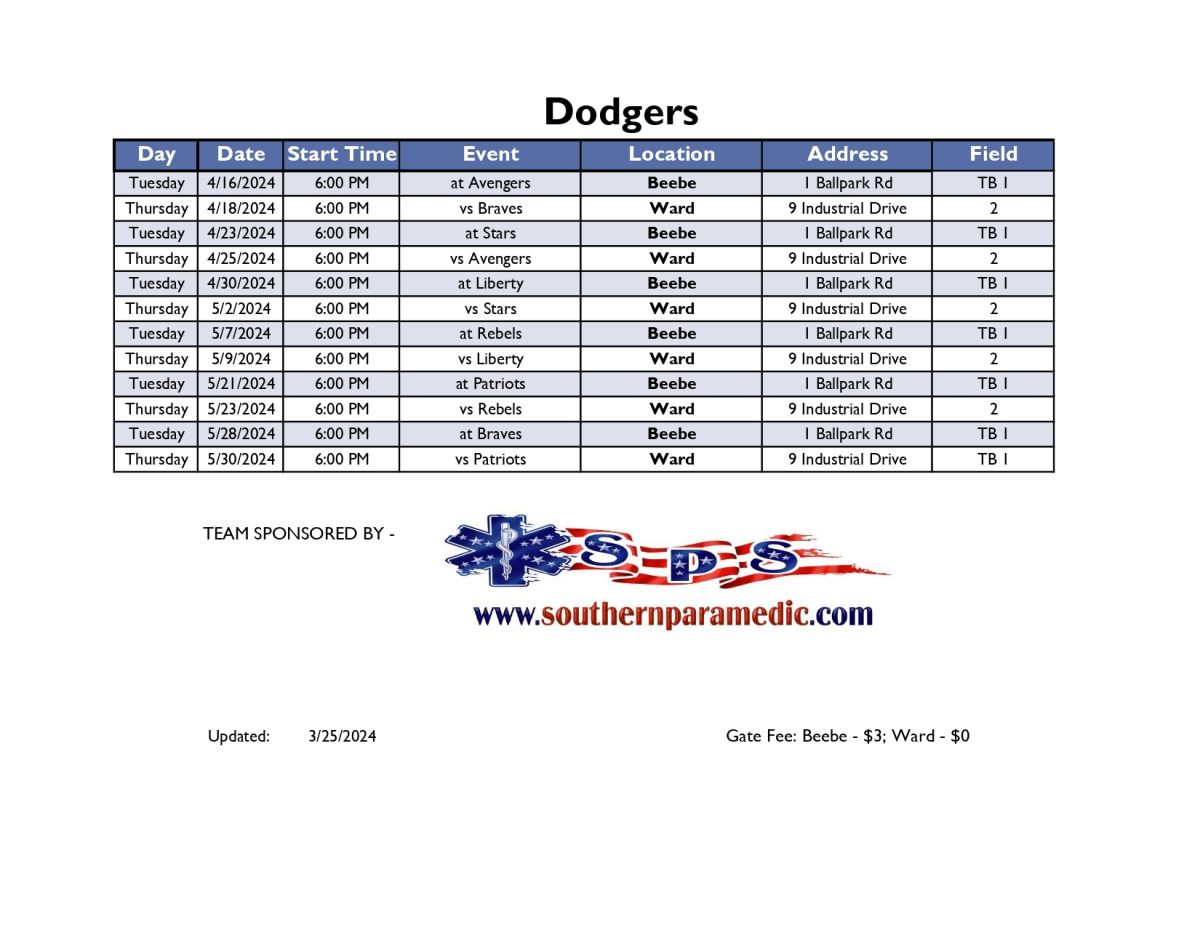 Dodger game schedule