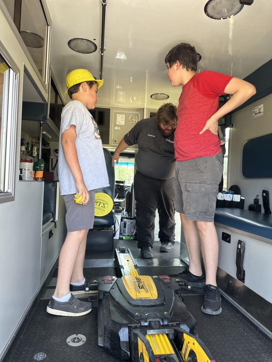 Learning about what the ambulance has in it