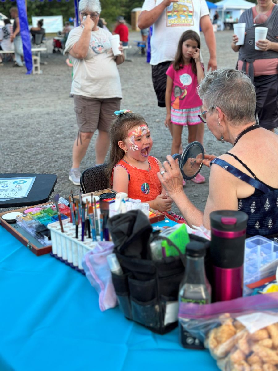 So happy after seeing her face painting! Leah Cat Face Painting