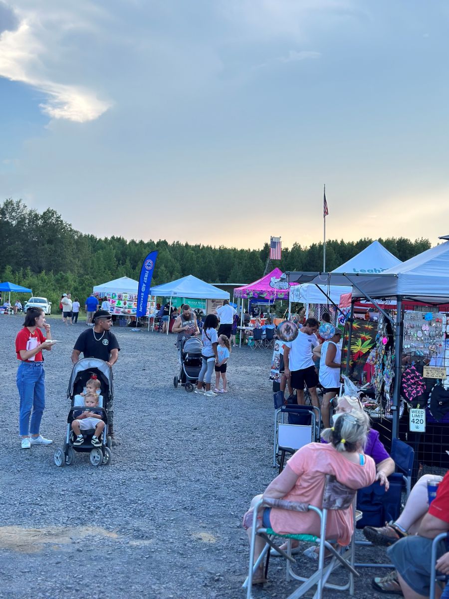 Vendors set up at the 4th of July